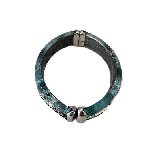 Brighton Trinity blue Hinged Bracelet With Clear Crystals. Lucite. - Picture 4 of 6